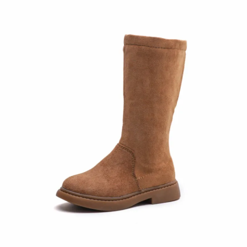 

COZULMA Kids Warm Plush Lining Mid-Calf Boots Girls Autumn Winter Shoes Children Flock Size Zip Fashion Boots Size 26-36