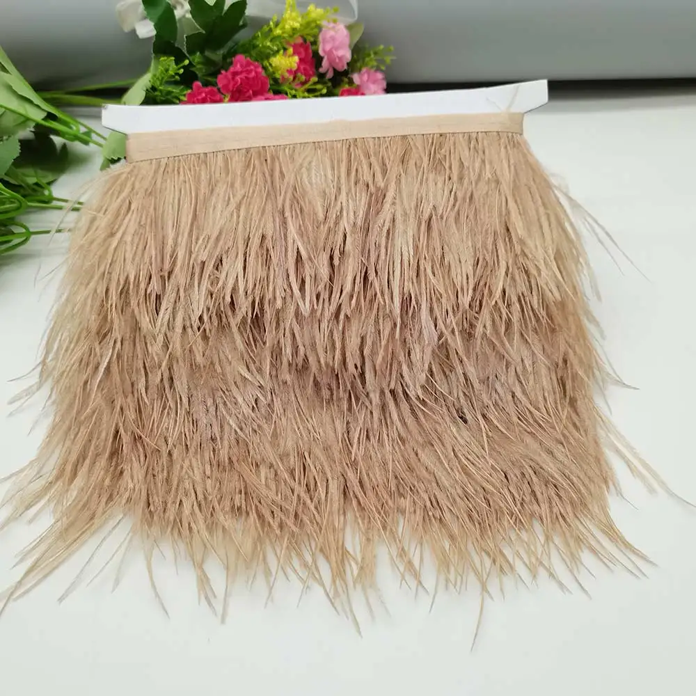 Ostrich Feathers 10Yards Natural Ostrich Feather Ribbon Length 8-10cm Feather Trim Fringe DIY Costumes Sewing Clothing Accessories
