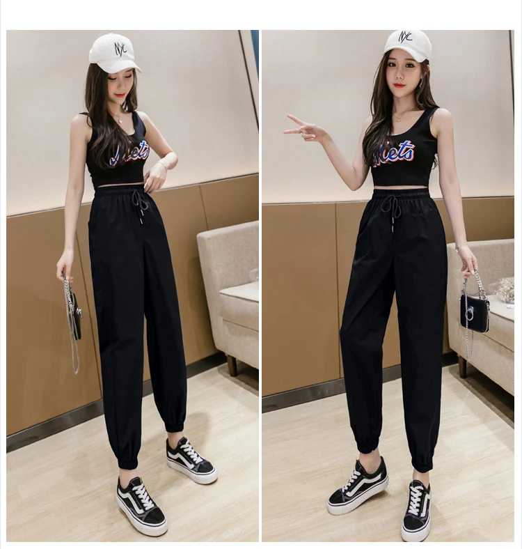 Jielur Trousers Women Solid Color Elastic Waist Candy Color Autumn Pants New Chic Sweatpants Pantalon Femme Roupas Slim Pants