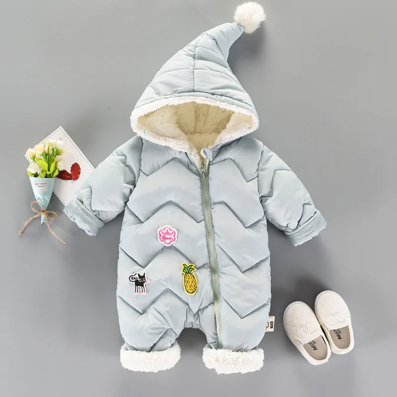 Зимние комбинезоны; Одежда для новорожденных девочек; Детский комбинезон для мальчиков и девочек; детский хлопковый комбинезон на пуху; зимний комбинезон с капюшоном; теплая одежда