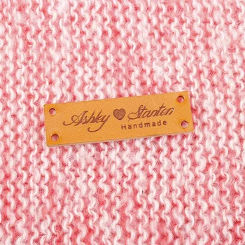 

Custom Labels, Leather Tags, personalized tags, knit labels, Custom Name, Handmade, Knitting Tags For Hats , Logo (PB1634)