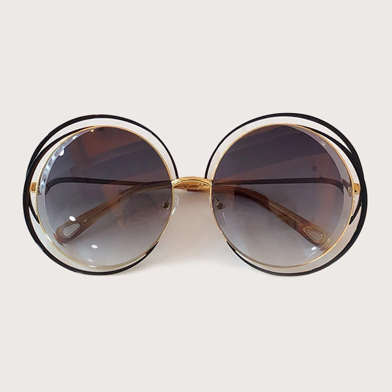 No.5 sunglasses Винтажные круглые увеличенные линзы Зеркальные Солнцезащитные очки женские с фирменной дизайнерская металлическая рамка женские солнцезащитные очки UV 400 - Lenses Color: No.5 sunglasses