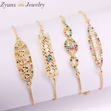 10 шт, Радуга CZ микро проложить Разъем браслет, Соединитель с цепью Браслеты