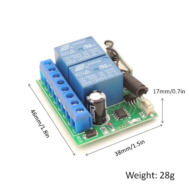 12V 10A 2CH rf релейный Приемник 433MHz универсальный беспроводной пульт дистанционного управления для универсальных электрических штор/гаража/открывания двери