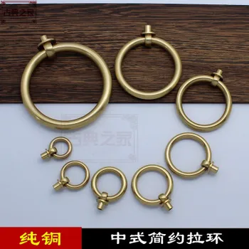 2Pcs Vintage Brass Jewelry Box Ring Knobs Furniture Hardware Antique Drawer Cabinet Door Kitchen Pull Handle 20253035mm