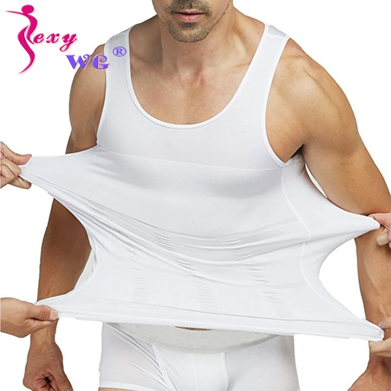 

SEXYWG Sports Top Men Slimming Body Shaper Yoga Vest Chest Compression Shirt Abs Abdomen Slim Waist Trainer Undershirt Shapewear