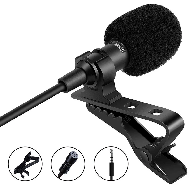 3.5mm Mini Lavalier Microphone Metal Clip Lapel Mic for Mobile Phone PC Laptop Wired Mikrofo/Microfon for Speaking Vocal Audio