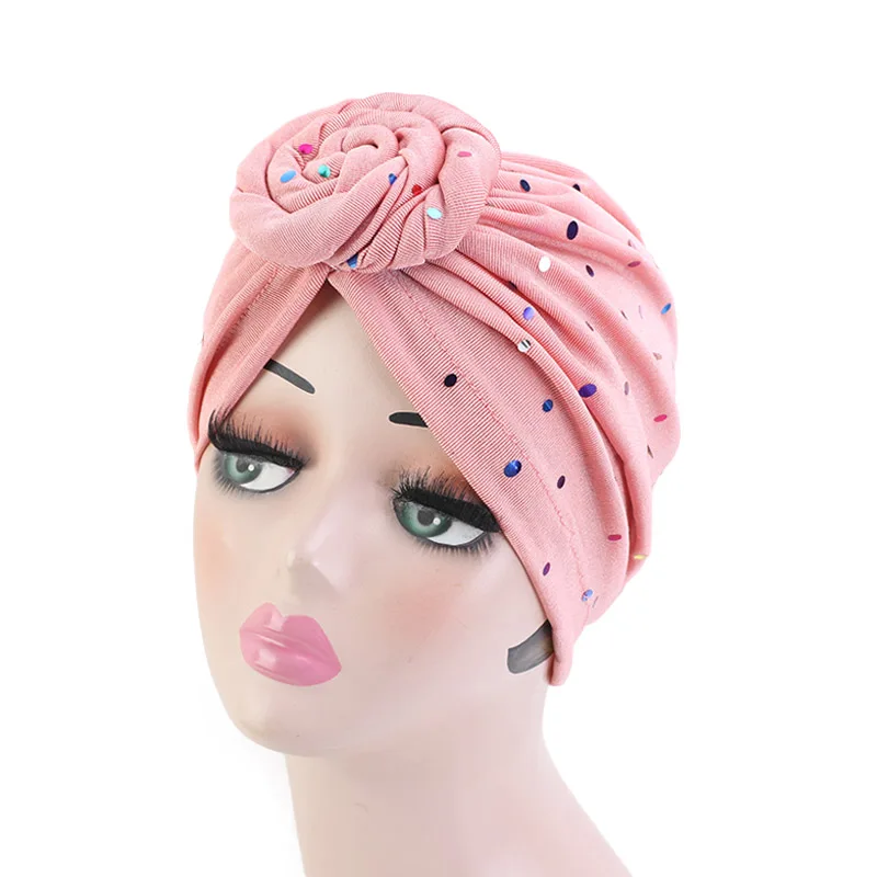 envoltura de cabeza de mujer de moda Turbante de lentejuelas rosas Accesorios Accesorios para el cabello Cintas y turbantes 