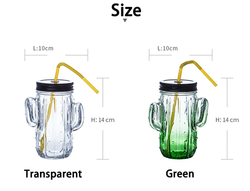 Кактус стеклянная чашка монолайер сок чашка молочная чашка для завтрака приносить крышку фруктового сока воды прохладные напитки чашки с соломинкой вечерние подарки