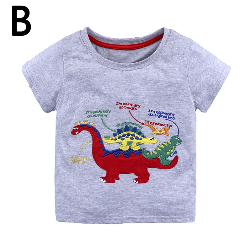 Cartoon Animal Print Baby Kids Boys Cotton Tops Short Sleeves T-shirt Summer