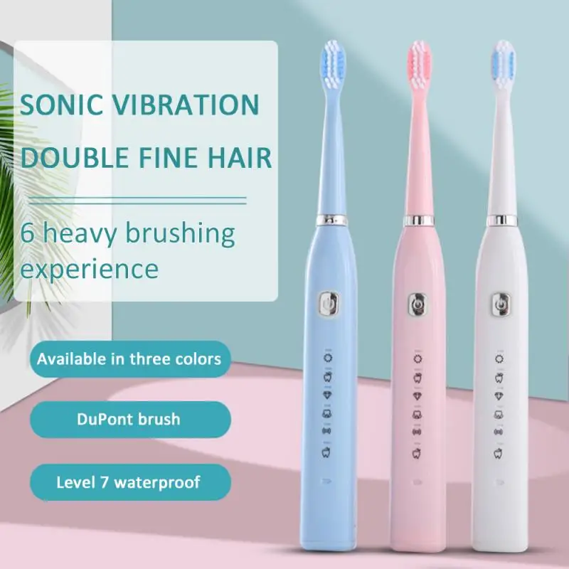 Electric toothbrush Six Gear USB Charging Soft Hair Sound Wave Vibration Home Fast chargeable Adult Waterproof Electric toothbrush Six Gear USB Charging Soft Hair Sound Wave Vibration Home Fast chargeable Adult Waterproof