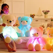 Световой плюшевые игрушки светодиодный светящийся в виде медвежат и бантиков, галстуком-бабочкой светильник вверх медведь игрушки куклы разноцветный набивной плюшевый игрушки куклы для детей Рождественский подарок 30/50 см