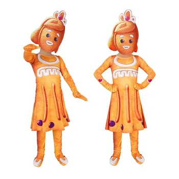 

Girls children Hot Sale Gingerbread man Mascot Costume Halloween Christmas party Outfit Fancy Cosplay Siamese clothes Mask3-10Y