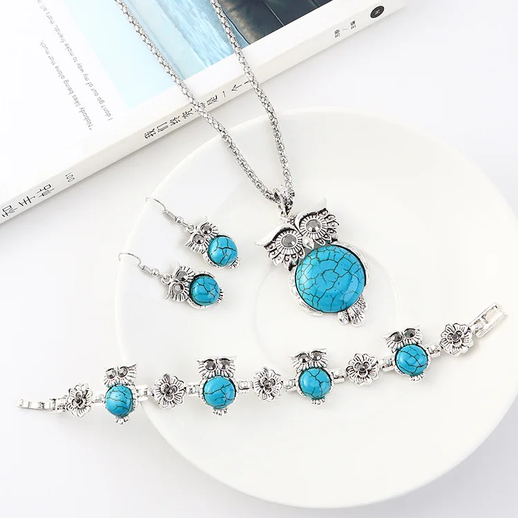 

Alloy Necklace Bracelet Earring Sets Women's Creative Simple Fashion Retro Birthday Christmas Gift Owl Necklace Jewelry Sets