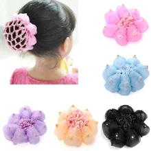 Приклеивающиеся кристаллы дети Поплин Кружева волос Чистая производительность танец балет оголовье волос сетчатый карман цветочный головной венок