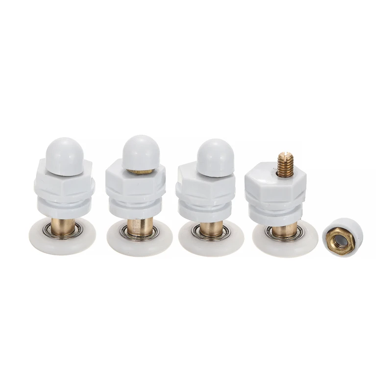 4PCs Bath Door Rollers Runners Wheels Pulleys Diameter 25mm White Shower repair replace  Easy Glide Rollers And Easy Clean