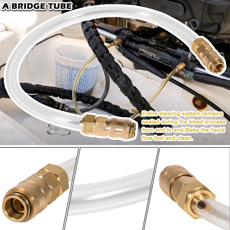Kit Di Spurgo Per Sterzo Idraulico Nautico – Ricarica E Sfiato Per Sistemi Seastar – Raccordi In Ottone - 4
