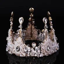 Невеста Европа и Америка Ретро Кристалл Ручная работа большая корона украшение для волос Женская Корона невесты головной убор корейский стиль Свадьба Fl