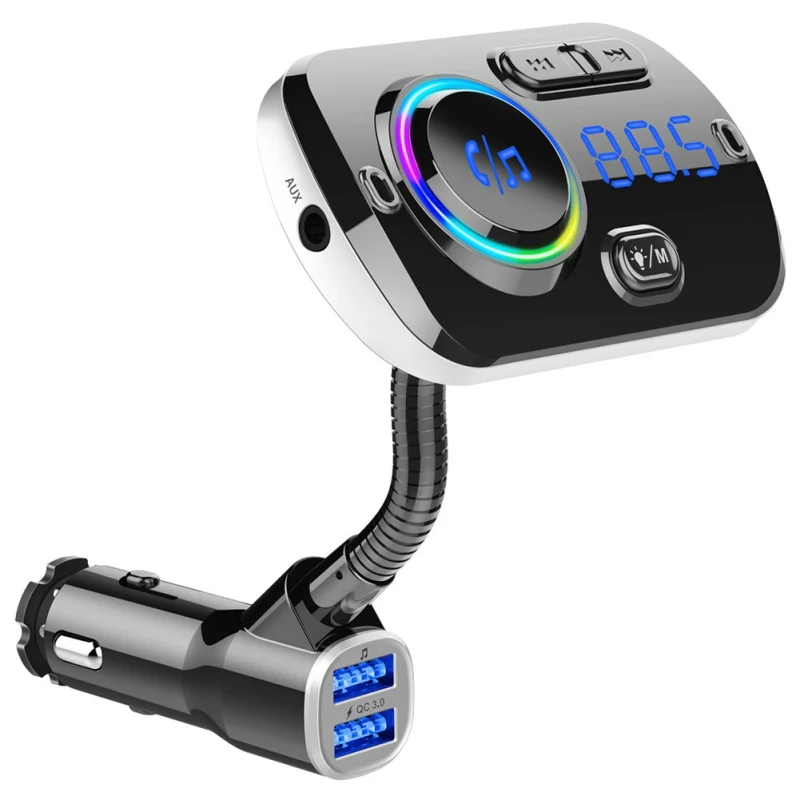 

Car bluetooth car kit FM Transmitter modulator aux Usb handsfree Speakerphone QC3.0 Car Charger bluetooth 5.0 for Android/IOS p