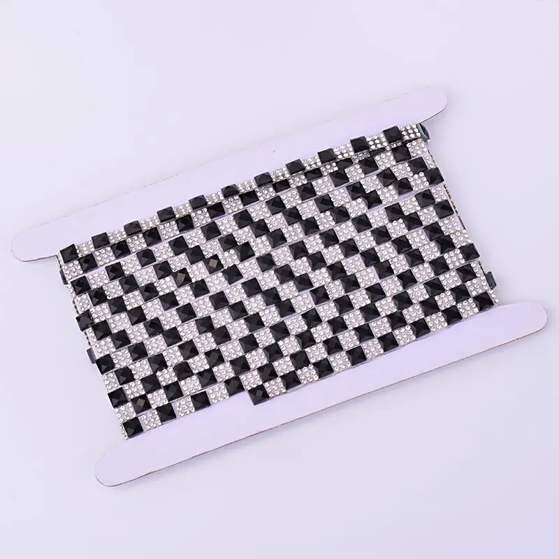 JUNAO-5-Yard-8mm-Hotfix-Clear-Black-Square-Rhinestones-Fabric-Chain-Glass-Mesh-Trim-Crystal-Appliques (5)