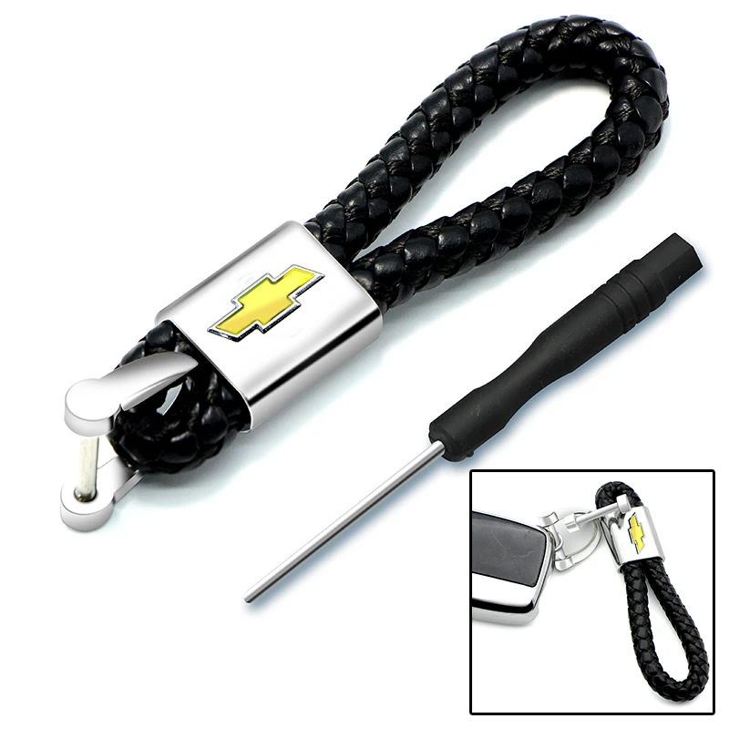 

1pcs Badge 3D Metal+Braided Rope Car Styling Key Chain Key Rings for Chevrolets Cruze Captiva Lacetti Aveo Niva Trax Onix