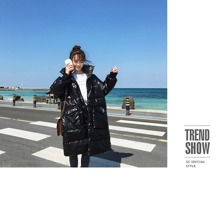 Oversized jacket women Thick Winter Warm Coat Long Down jacket Parka Glossy Thick cotton Jacket Winter Coat Women Windbreaker