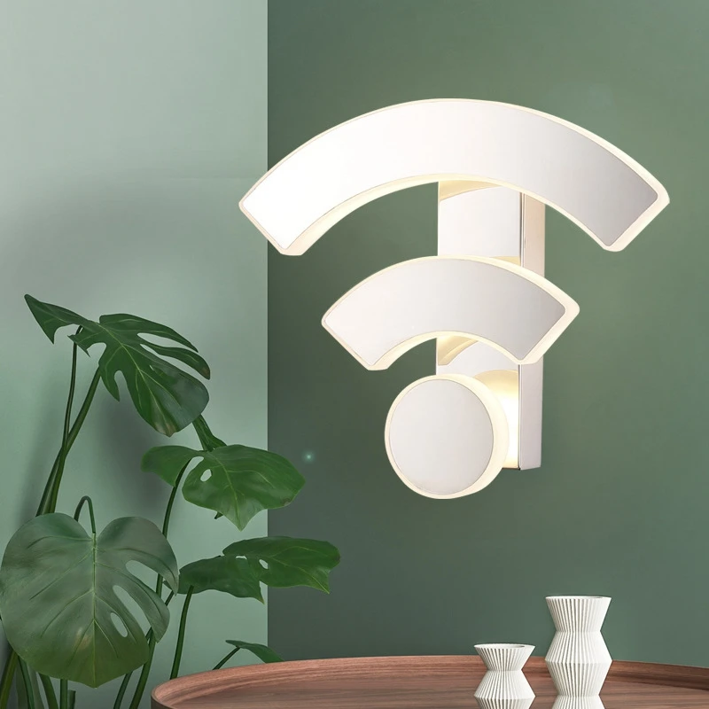 

Creative Acrylic WIFI Wall Light Sconce LED Modern Bedroom Bedside Lamp Restaurante KTV Hotel Aisle Corridor Lights