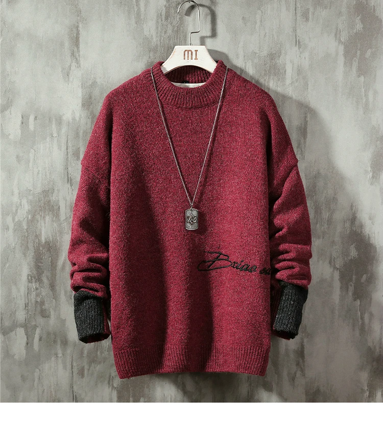 Autumn and Winter New Sweater Men's Round Neck Warm Bottoming Sweater Sweater Student Sweater Campus Style Pullovers