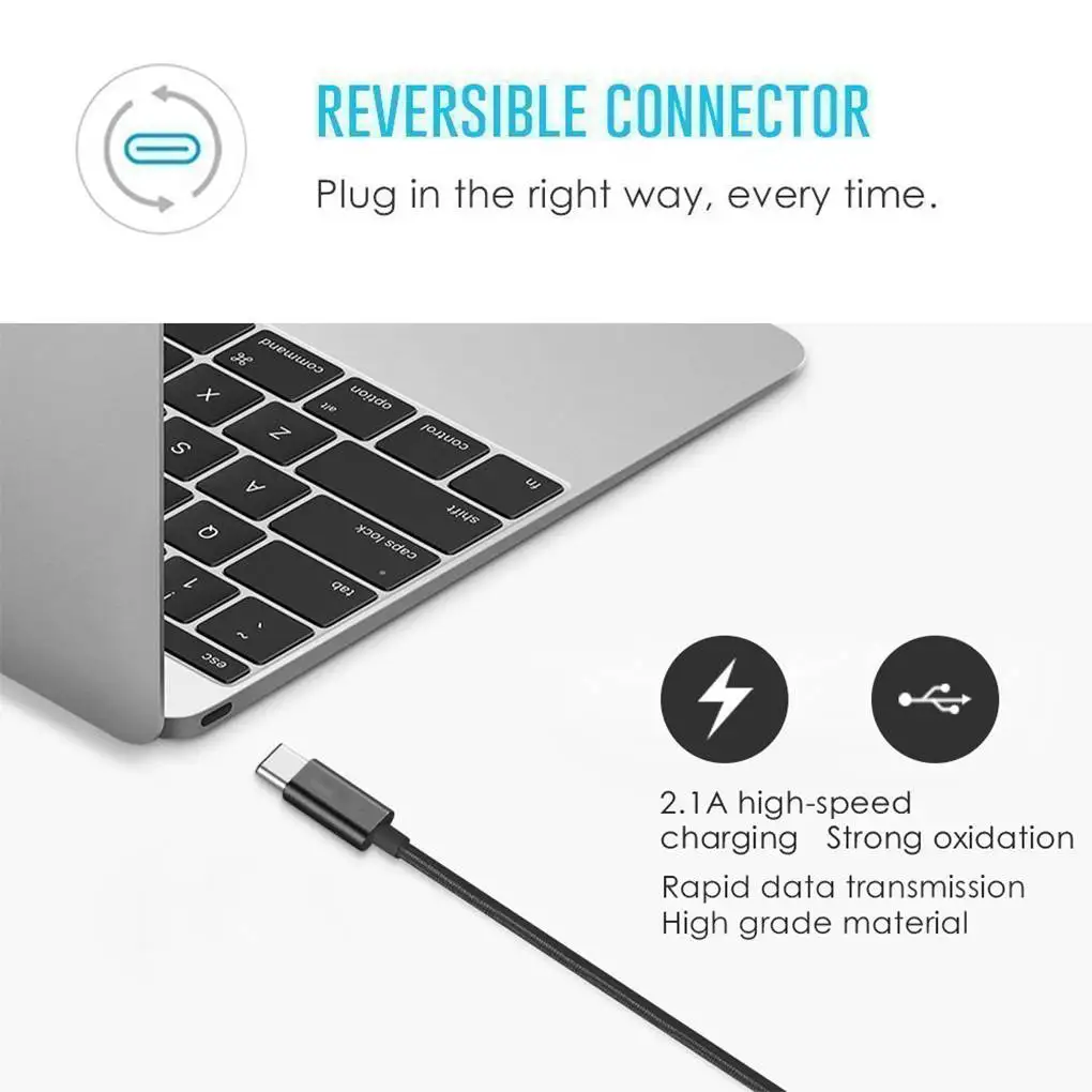 1/2/3 м Тип C зарядный кабель для передачи данных для samsung Galaxy S9 S8 Plus Note 8 USB-C провод для быстрого заряда