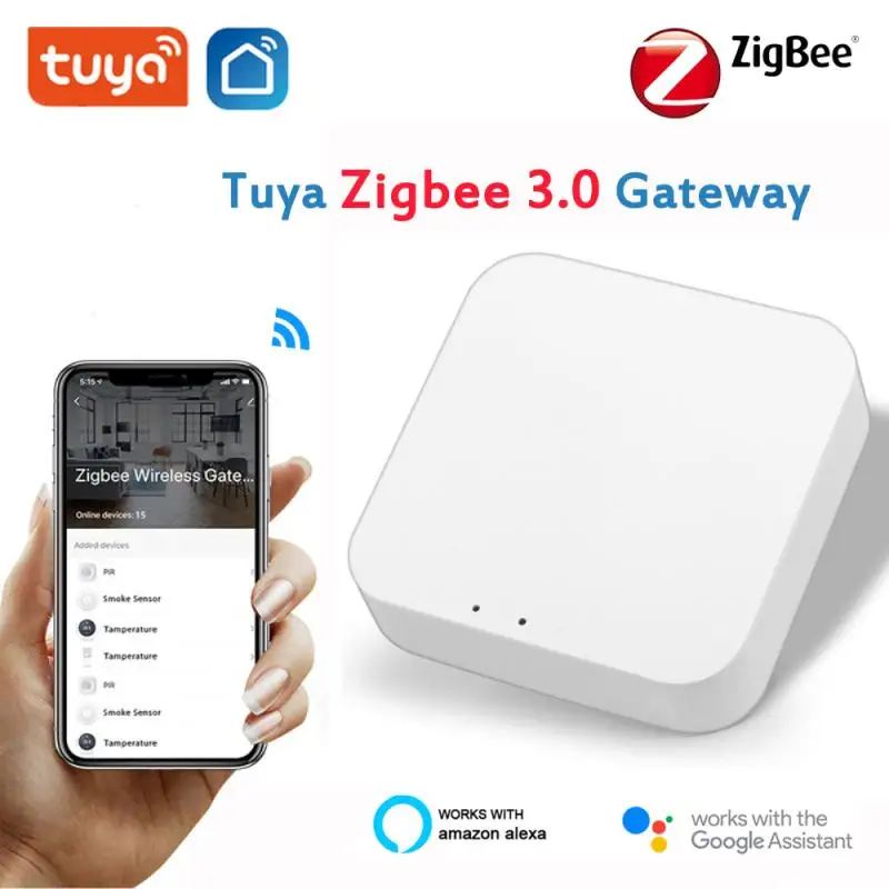Centro de enlace inalámbrico Tuya ZigBee 3,0, Control de voz con aplicación remota Smart Life, funciona con el asistente de Google Alexa