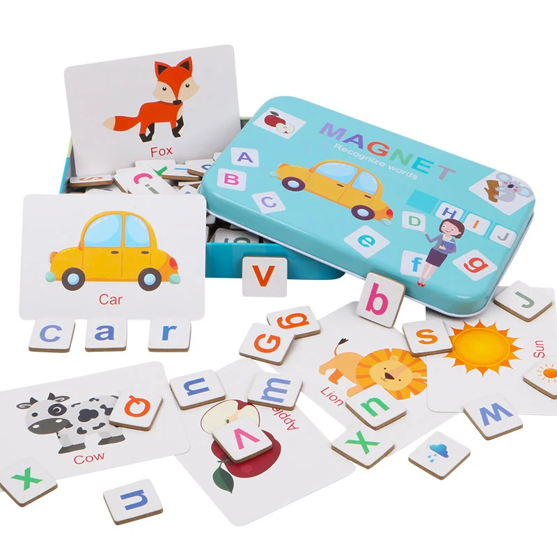 

Iron Box Magnetic Jigsaw Alphabet Spelling Simple Numbers Calculation Children Educational Toy Montessori Toy Kids Gifts
