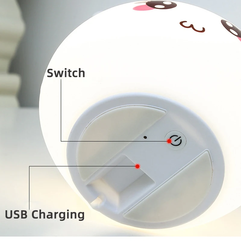 USB 7 цветов кролик Ночной светильник светодиодный аккумулятор для Детей Силиконовый мультяшный детский сон детский Сказочный Декоративный Рождественский подарок