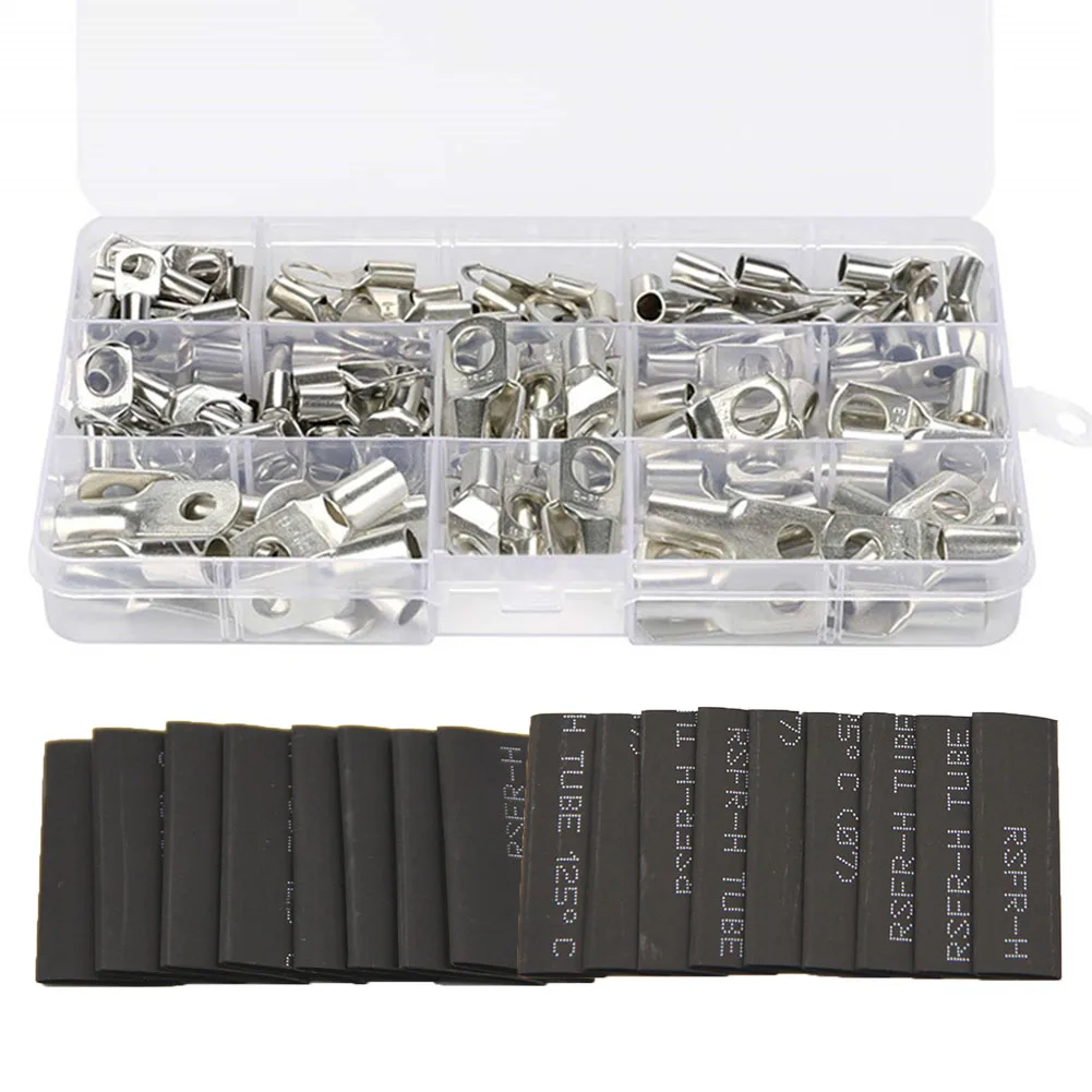 

Adapter Durable Heat Shrink Tubing Tinned Terminal Set Lug Tool Wire Ring Copper Insulated Crimped Starter Cable Electrical