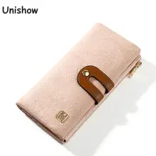 Unishow брендовый длинный женский кошелек, кожаный женский кошелек, брендовый дизайнерский кошелек для телефона, Дамский кошелек с отделением для монет, модный кошелек для девушек