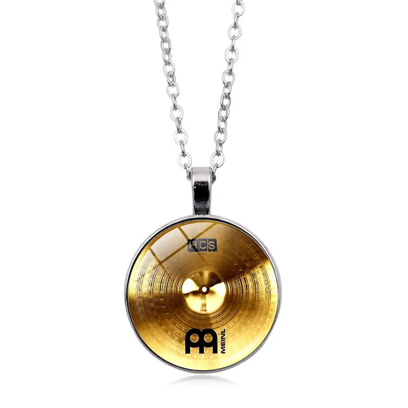 Модное винтажное ожерелье из сплава и стекла, круглый кабошон, ожерелье с кулоном, барабанщик, тарелки, ожерелье, женское ювелирное изделие, рождественский подарок - Окраска металла: XSWX2177-silver