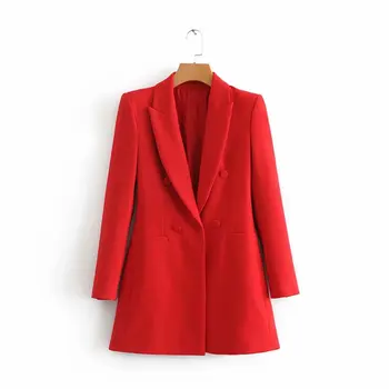 

Women Shrug Long Blazers Long Sleeve Notched Collar Solid Red Black Outerwear Office Lady Work Wear Basic Chic Tops