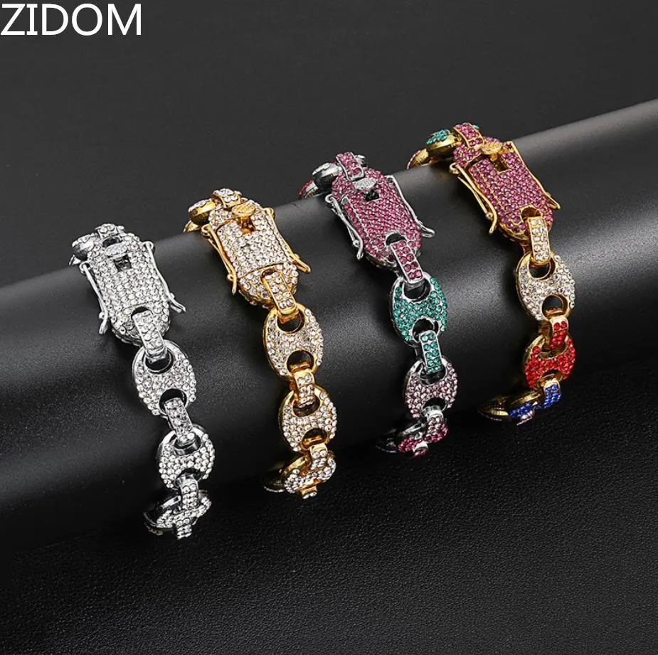 Для мужчин в стиле «хип-хоп» цепи из нержавеющей стали браслеты бриллиантовое паве Стразы мужской моды в стиле "хип-хоп" подарочные браслеты и ювелирные изделия Прямая