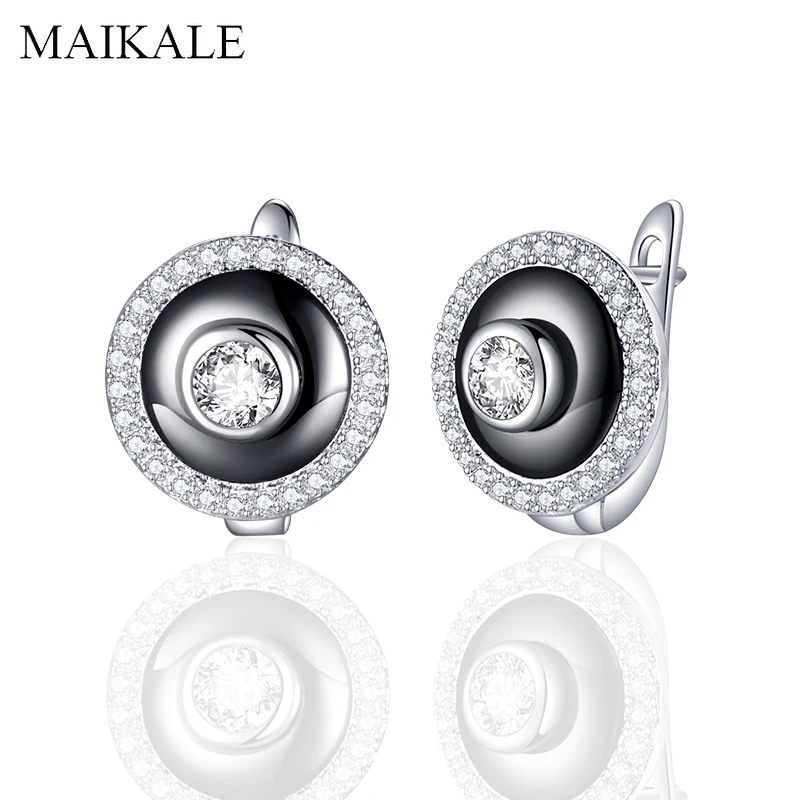 Женские маленькие круглые серьги MAIKALE из фарфора украшение для