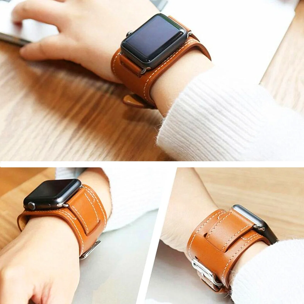 Браслеты-манжеты для apple watch band 44 мм 40 мм iwatch band 42 мм 38 мм ремешок для часов из натуральной кожи для apple watch 4 3 2 1 42