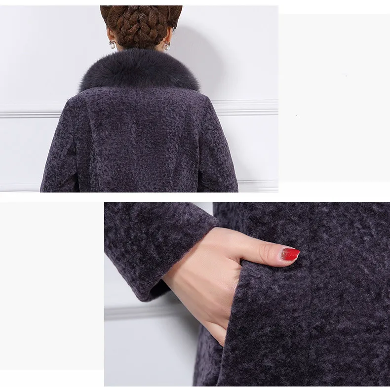 New Large Fox Fur Collar Wool Winter Jacket Women Real Fur Coat Female Slim Natural Sheep Shearing Overcoat A233
