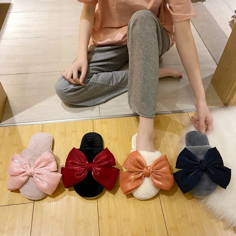 

COOTELILI/женские тапочки; Зимняя обувь для женщин; Домашние тапочки; Тапочки из искусственного меха; 4 цвета; Женская обувь с бантом; Размеры 36-41
