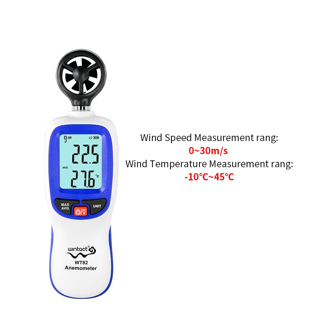 Цифровой измеритель скорости ветра Анемометр поток воздуха инструмент датчик температуры ЖК-дисплей Авто Тахометр WT82