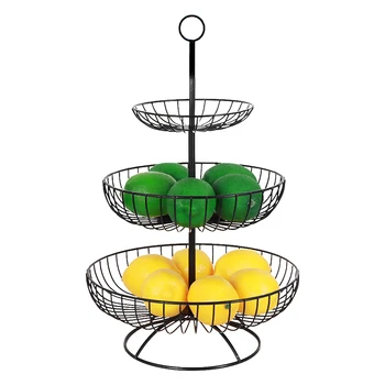

Three Layers Fruit Plate Iron European Style Kitchen Tray Display Stand Storage Basket Living Room Hollowed Out Home Decoration