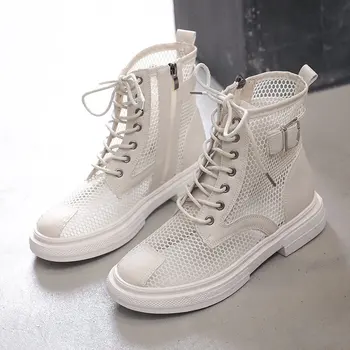 

Martin Boots Women's British Style Thin Hollow Breathable Sandals Spring Summer Mesh Short Boots Fashion Wild Mesh Sandals