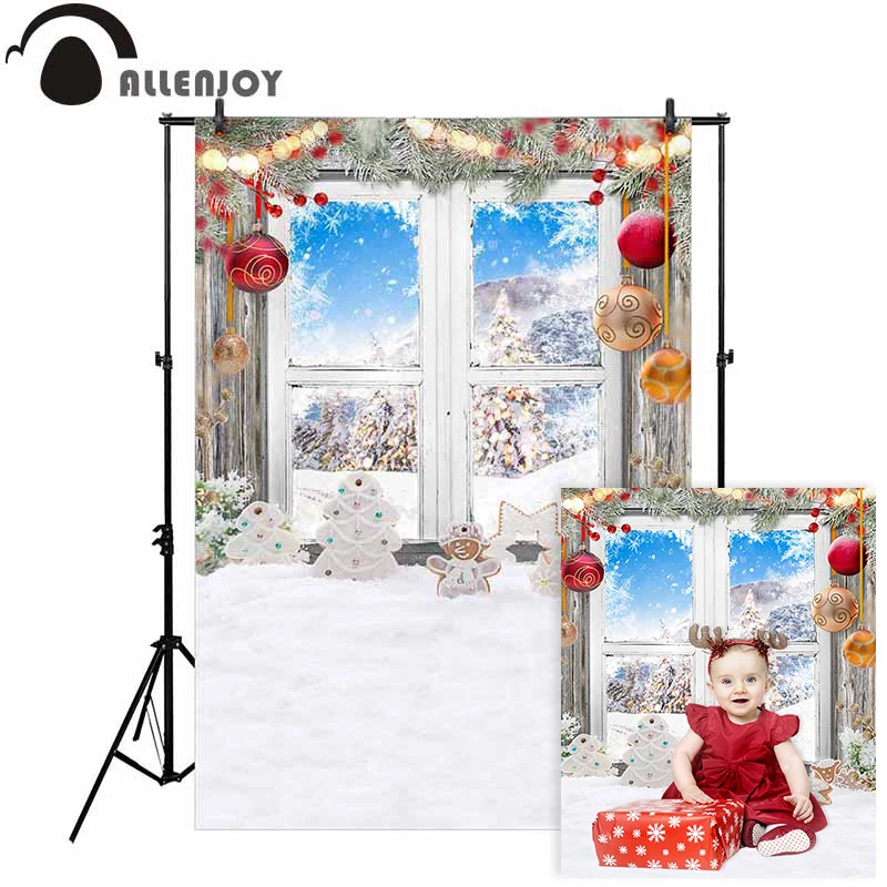 

Allenjoy Christmas window photography background gingerbread snowflake winter backdrop photocall photoshoot photobooth custom