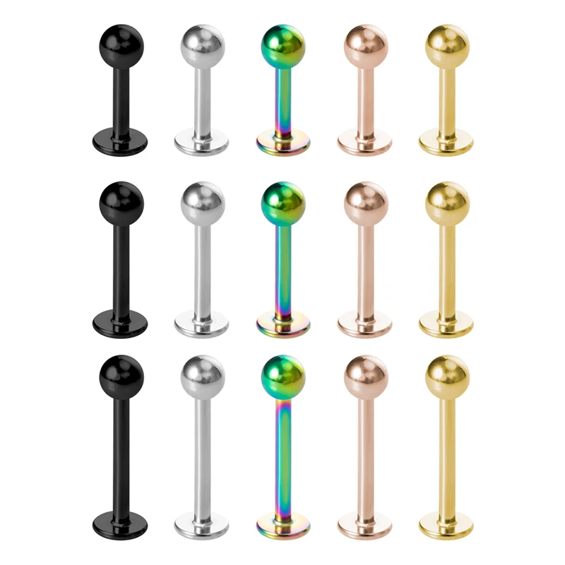 

5pcs Labret Lip Bar Piercing Stud Ear Ring Cartilage Earring Internally Threaded Tragus Helix Barbell Monroe Body Jewelry 16G