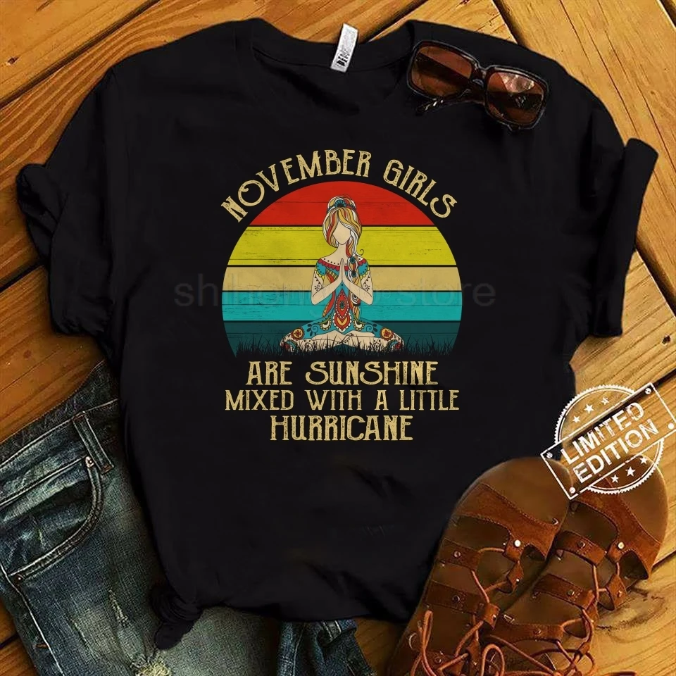 November Girls Are Sunshine Mixed With A Little Hurricane Винтажная Футболка 2019 Летняя мужская футболка с