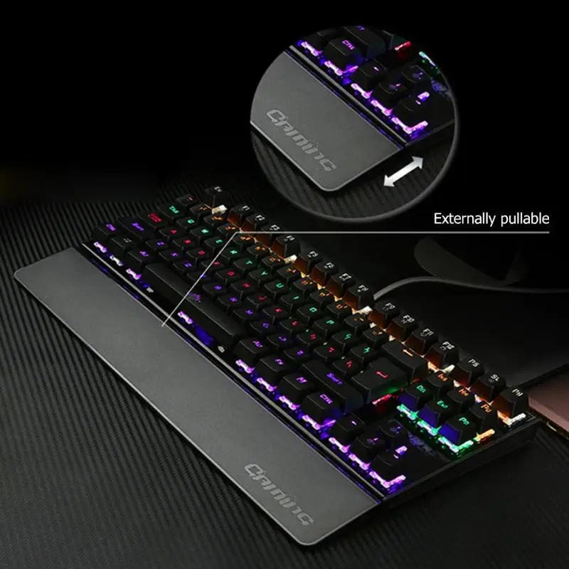 Y608 87 клавиш USB проводной синий переключатель RGB 8 режим подсветка механическая клавиатура Встроенный игровой чип полный ключ NKRO Эргономика клавиатура