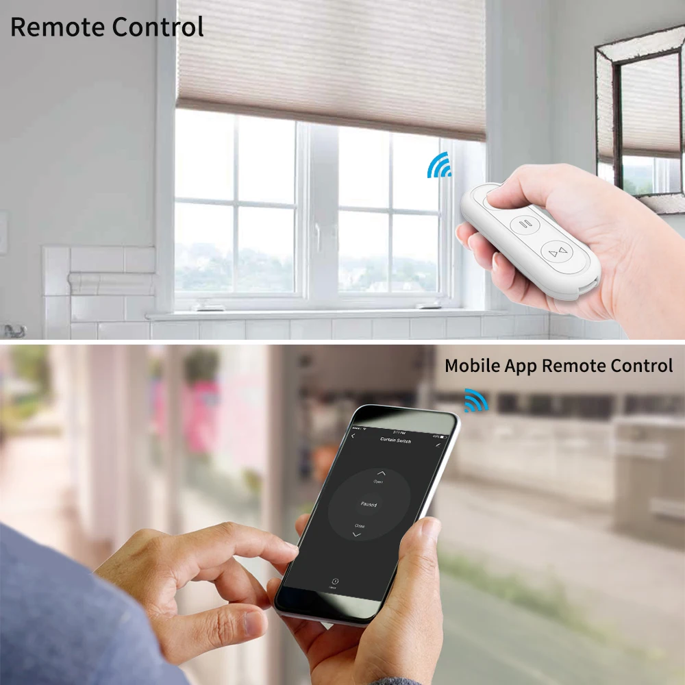 Interruptor de cortina con Control remoto para el hogar, dispositivo de Control de persianas con motor de persiana enrollable RF + WiFi, temporizador con aplicación Google Home, Alexa Echo Alice Voice, Tuya Smart Life