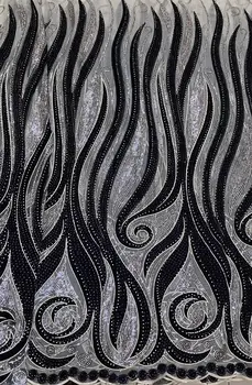 

Original velvet french lace Latest African tulle fabric Nigerian celebration clothes with lots of stones 5 yards